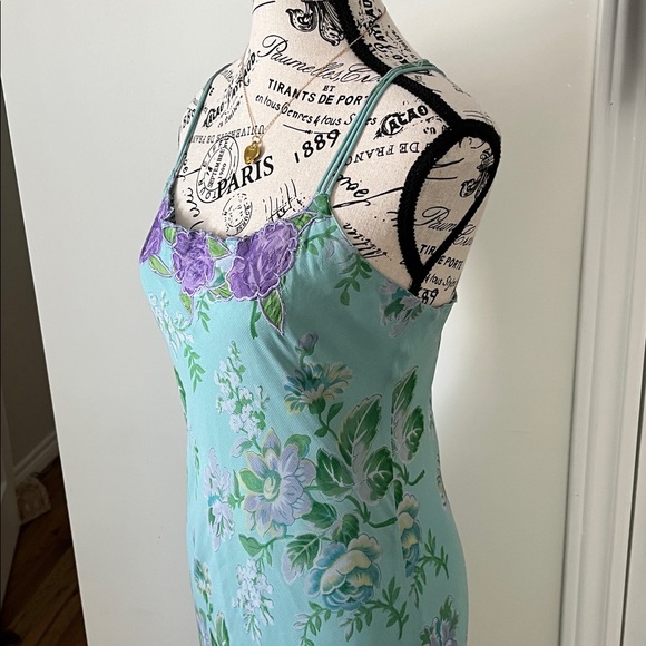 April Cornell Aqua and Lavender Floral Maxi Dress - Picture 7 of 13